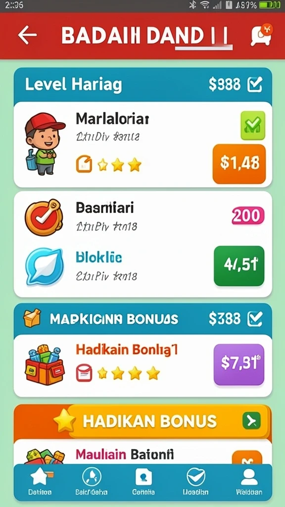 Screenshot menunjukkan antarmuka sistem hadiah yang menarik.